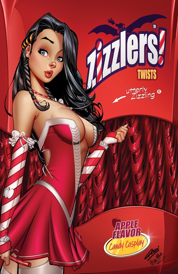 One of the more fun and enjoyable series I'm colouring now! Here's Zenescope Entertainment's 2022 Candy Box #1 featuring #Skye on a canby box of Zizzlers 🍎 Enjoy! :)

Lineart by <a href="/Madmonkey1Paul/">Paul Green</a>
Colours by <a href="/ulamosart/">Ula Mos</a> 

#candybox #comiccoverart #comicartist #pinup #zenescope