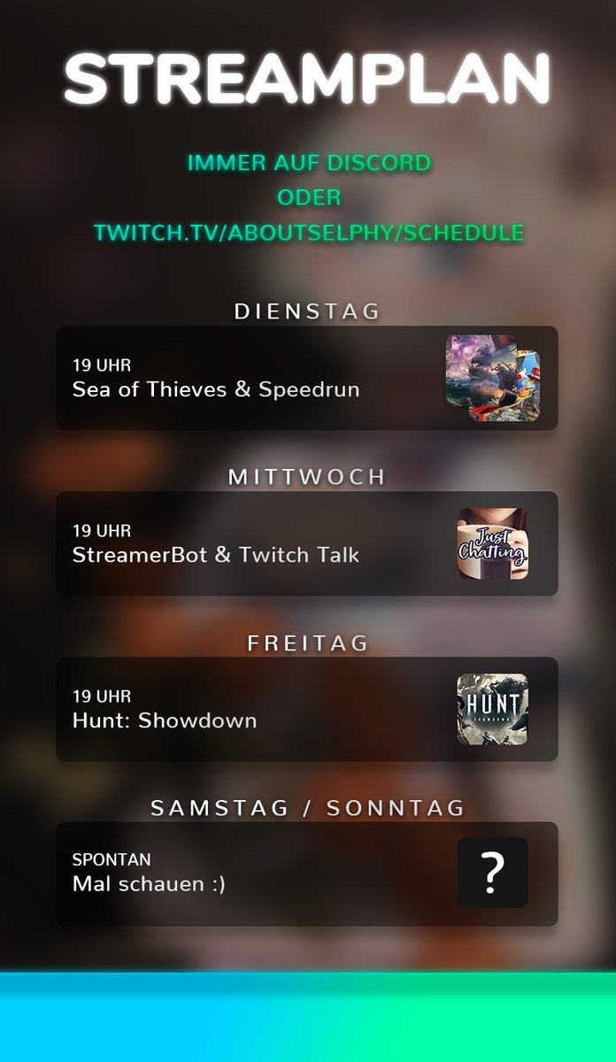 AboutSelphy's tweet image. Streamerino 🤌

immer auf Discord.AboutSelphy.com Aktuell oder auf Twitch.tv/Aboutselphy/sc… ❤️

Kommt doch gerne vorbei 😁
Twitch.Aboutselphy.com 

#SeaOfThieves #Huntshowdown #streamerdotbot #twitch