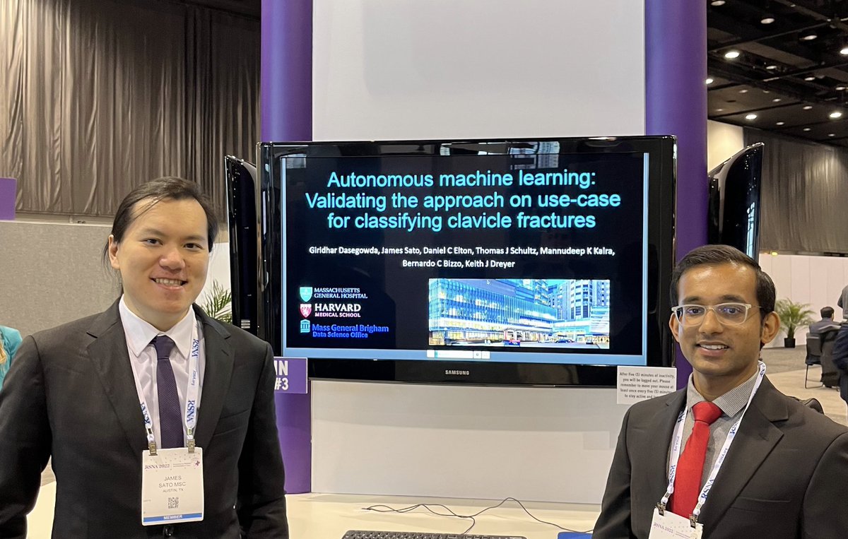 Our work on autonomous machine learning (autoML for radiology) being presented at @RSNA 2022! Great work @Giridhar_08! #RSNA22 #RSNA2022 #RSNA #RadAIChat #Radiology