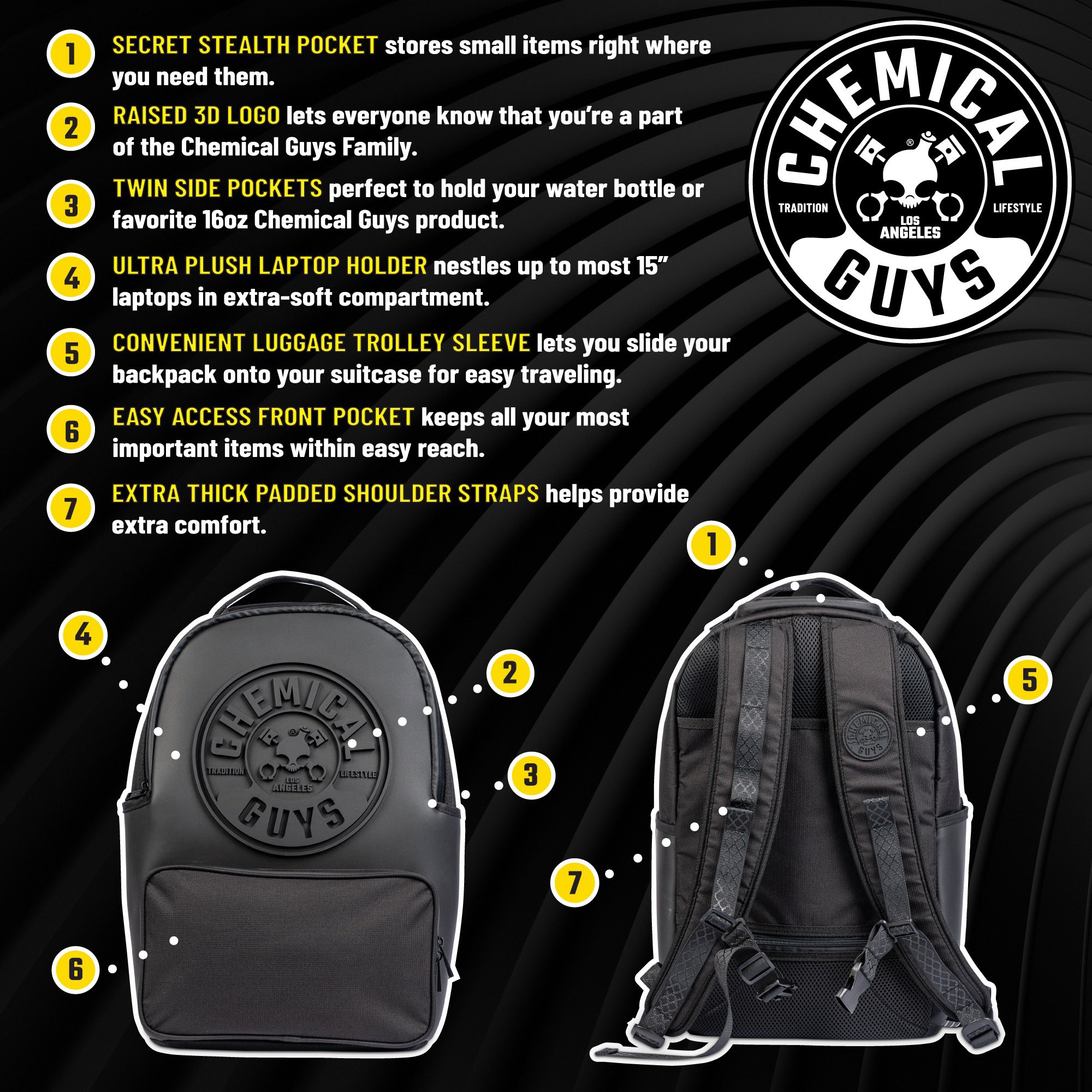 Chemical Guys on X: 🚨NEW PRODUCT 🚨 Take your essentials on the go and  show your Chemical Guys pride with the all new Legacy Stealth Backpack❗    / X