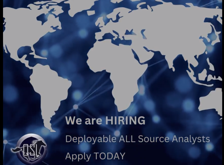 QSL638's tweet photo. Join our TEAM. We are #HIRINGNOW All Source Analysts that want to deploy.

Our current opportunities:  https://t.co/6iif9NOp17 for complete job descriptions and to apply TODAY or email resumes to recruiting@quickservicesllc.com.

#OSINT #HUMINT #Intelligence https://t.co/pl8T20notS