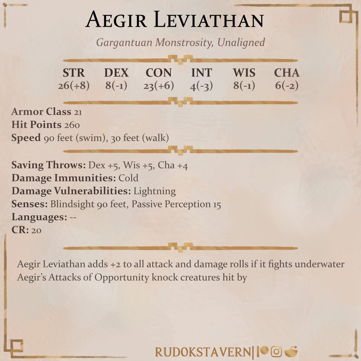 Aegir Leviathan, big fish from the Northern Sea...
#dnd #dungeonsanddragons #dndart #dndmonster