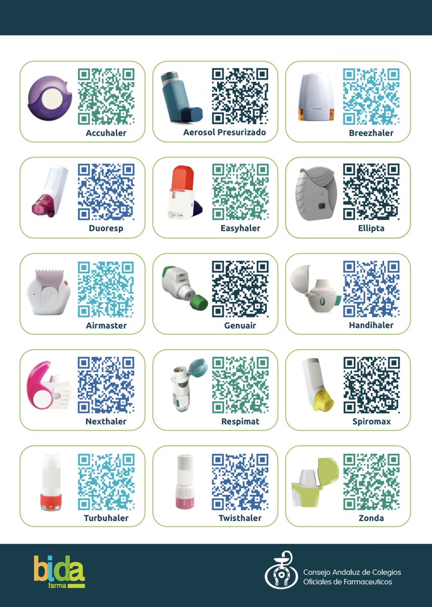 Las #farmacias onubenses contamos con una nueva herramienta para ofrecer un consejo más completo sobre el correcto manejo de los distintos inhaladores disponibles en el mercado. 

📱Escanea los QR y tendrás acceso a vídeos explicativos. Gracias, <a href="/CACOF_/">CACOF</a> y <a href="/BidaFarma/">Bidafarma</a>