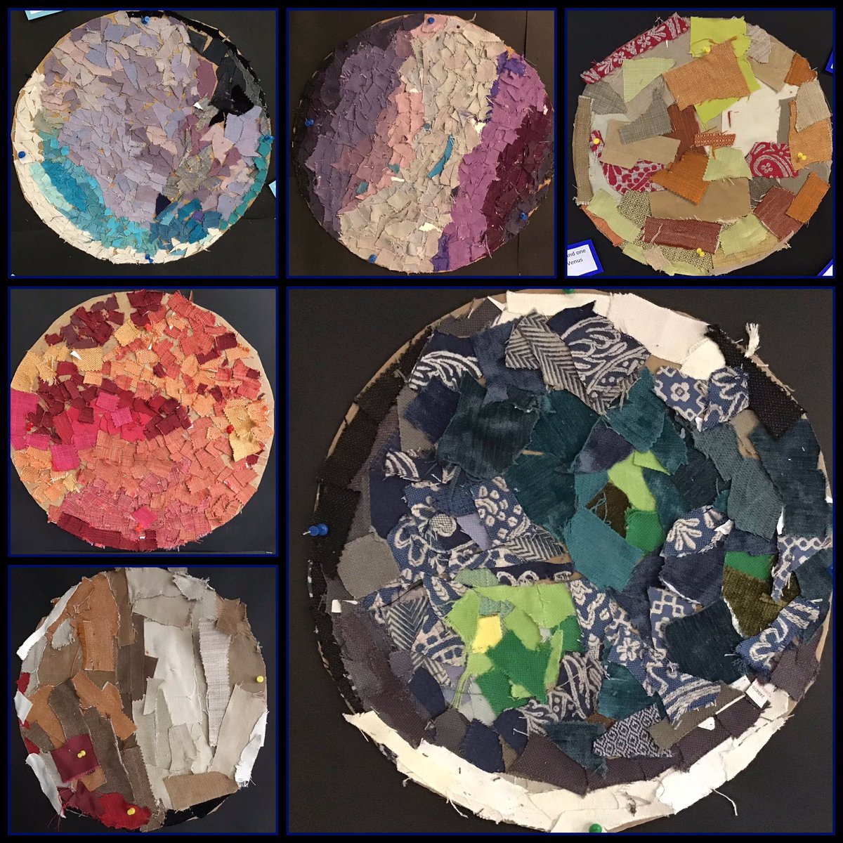 UpperthongJI's tweet photo. Our Solar System challenge in Y5 has reached launch day as the teams pull together their museum exhibits. Artwork inspired by the denim creations of @ianberry_art-although we used more colour. #UJIYr5 #UJIscience #UJIteamwork #solarsystem https://t.co/PIBkoiMkgj