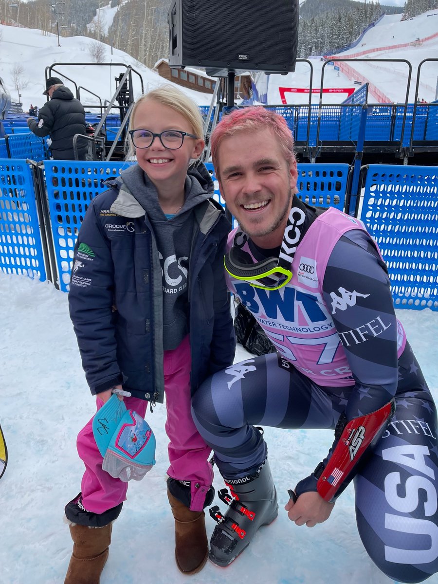 SSCVail's tweet image. Congratulations to former @sscvail athlete @riverradamus on a 16th place finish at today's Super G World Cup race in Beaver Creek!  River inspiring the next generation of Ski &amp;amp; Snowboard Club Vail ski racers post-race!