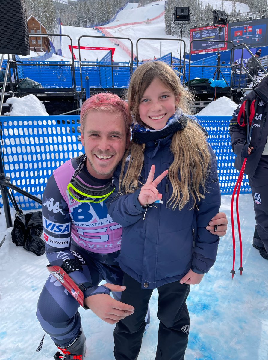 SSCVail's tweet image. Congratulations to former @sscvail athlete @riverradamus on a 16th place finish at today's Super G World Cup race in Beaver Creek!  River inspiring the next generation of Ski &amp;amp; Snowboard Club Vail ski racers post-race!