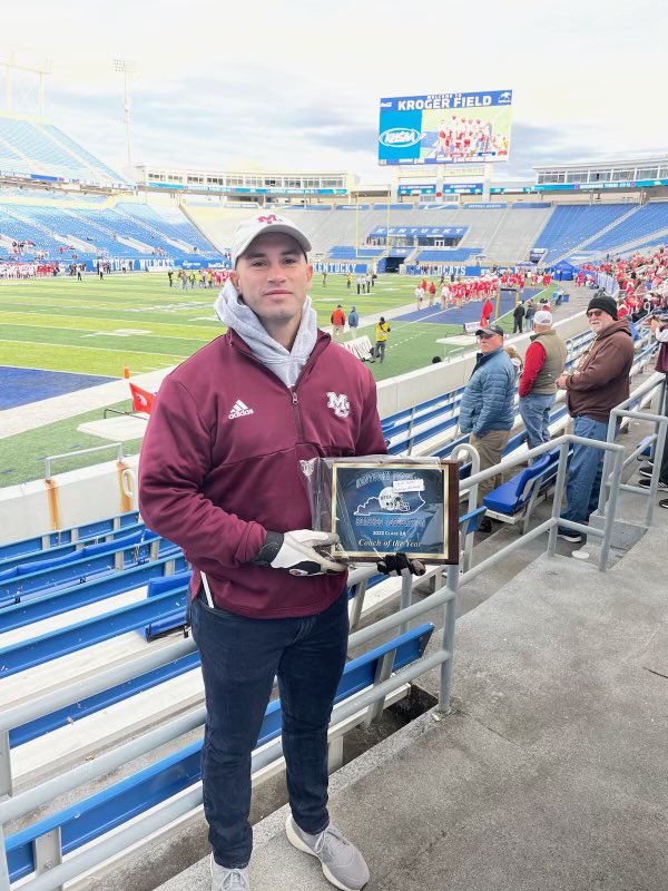 At the KHSAA Football Championships, Coach LJ Harbison received awards for  
•2A perfect 10-0 season 
•Ky Football 2A Coach of the Year
•Class 2A District 3 Coach of the Year 
We are proud of Coach Harbison &amp; staff for a tremendous season. Congratulations! #metcalfehornetsever