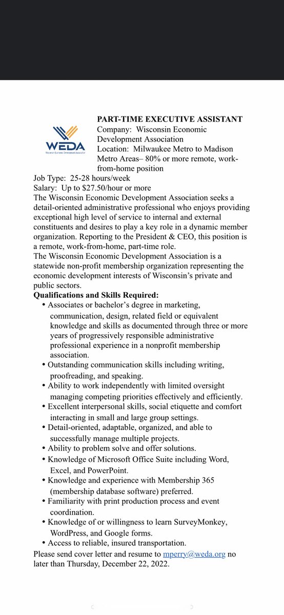 WEDA is hiring <a href="/mareyp/">Mary E. Perry</a>