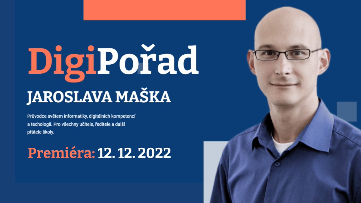NPI_CR's tweet photo. Máme pro vás první (pilotní) díl nového průvodce světem informatiky, digitálních kompetencí a technologií 👉 DigiPořad Jaroslava Maška.
Premiéra již 12.12.2022 na: https://t.co/Hvsu8WQZTJ
#digiporad #myjsmenpi #revizeict https://t.co/b7lxo745Yg