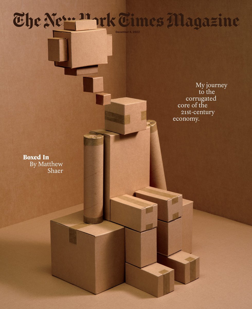 toddstjohn's tweet photo. A fun illustration + photography project for yesterday's @NYTmag cover—all about the ‘cardboard economy’.

New York Times Magazine creative direction: @GailBichler. Prop styling: Morgan Levine. Story by @MatthewShaer. https://t.co/I49IWZ4rtk
