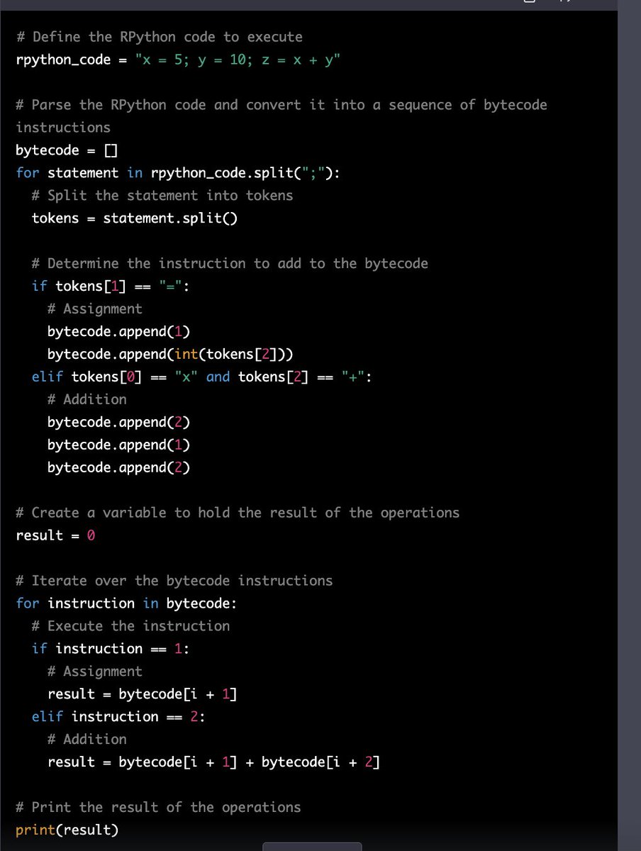 tyoc213's tweet image. #ChatGPT Still cant make an #rpython #python vm/interpreter