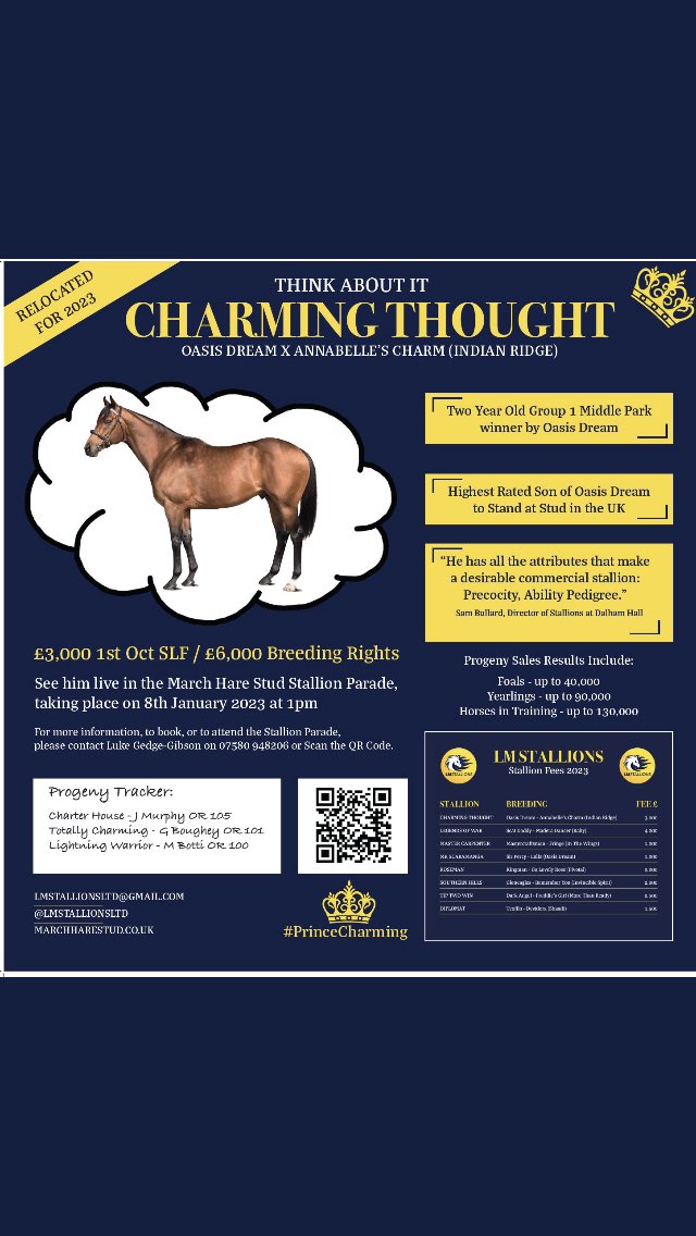 LM Stallions Ltd (@lmstallionsltd) on Twitter photo Don’t miss the chance to book your place for the 8th January 2023 <a href="/MarchHareStud/">March Hare Stud</a> join us and view the stallions on offer for 2023🤩 … 🐎<a href="/peckhambs/">Peckham Bloodstock and Racing</a> <a href="/TheOwnerBreeder/">The Owner Breeder</a> <a href="/bloodstocknews/">EBN</a> <a href="/TheTBA_GB/">The Thoroughbred Breeders’ Association (The TBA)</a> <a href="/theTDN/">TDN</a> <a href="/rpbloodstock/">Racing Post Bloodstock</a> Don’t miss the chance to book your place for the 8th January 2023 <a href="/MarchHareStud/">March Hare Stud</a> join us and view the stallions on offer for 2023🤩 … 🐎<a href="/peckhambs/">Peckham Bloodstock and Racing</a> <a href="/TheOwnerBreeder/">The Owner Breeder</a> <a href="/bloodstocknews/">EBN</a> <a href="/TheTBA_GB/">The Thoroughbred Breeders’ Association (The TBA)</a> <a href="/theTDN/">TDN</a> <a href="/rpbloodstock/">Racing Post Bloodstock</a>