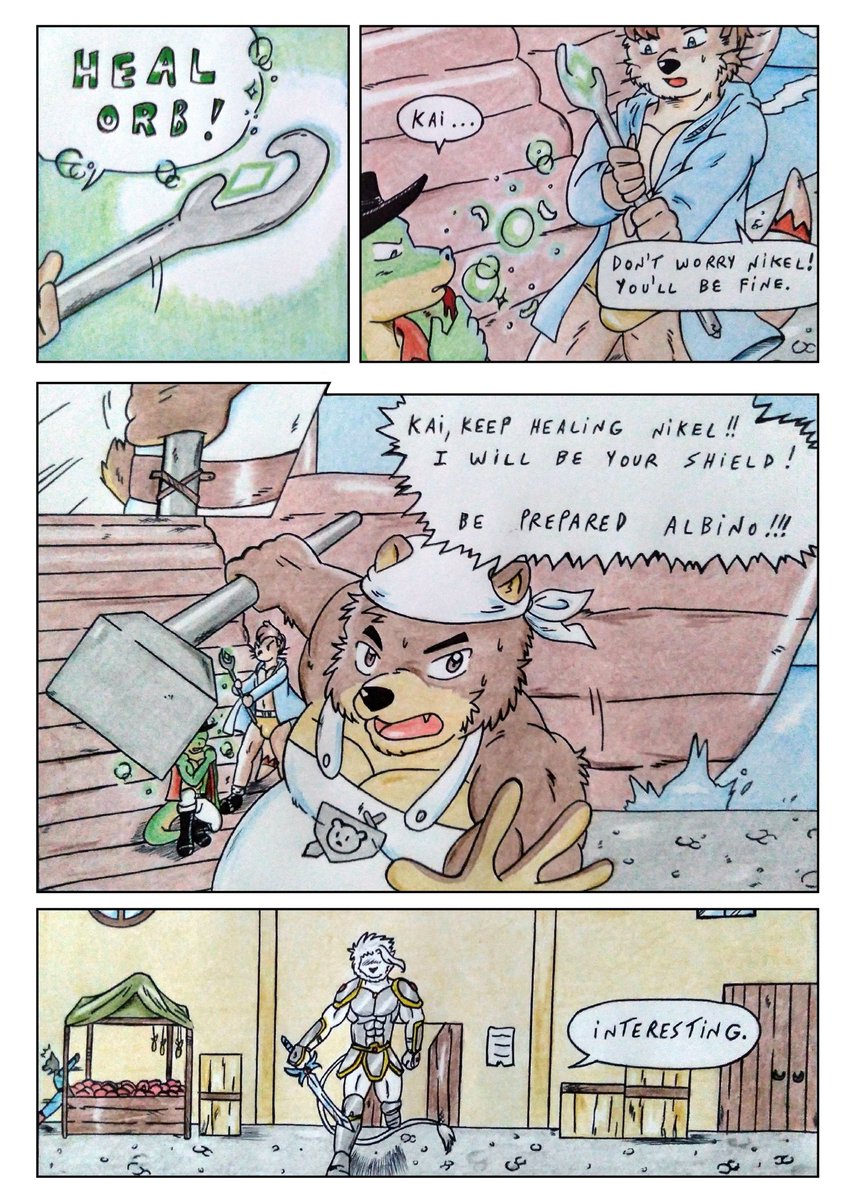 Dashthefox2's tweet photo. [Comic] Seaborn - Chapter 03 
Page 37
Story &amp; Art by Dash Fox

Marteau vs Albino?!? 

#Seaborn #chapter03 #furry #furryfandom #furryart #furryartist #comics #traditional #fantasy #furries #gay #Bara #nsfwtwt  #medieval #otter #lion #lizard #bear #musclegut #adventure https://t.co/vogjSm9ryT