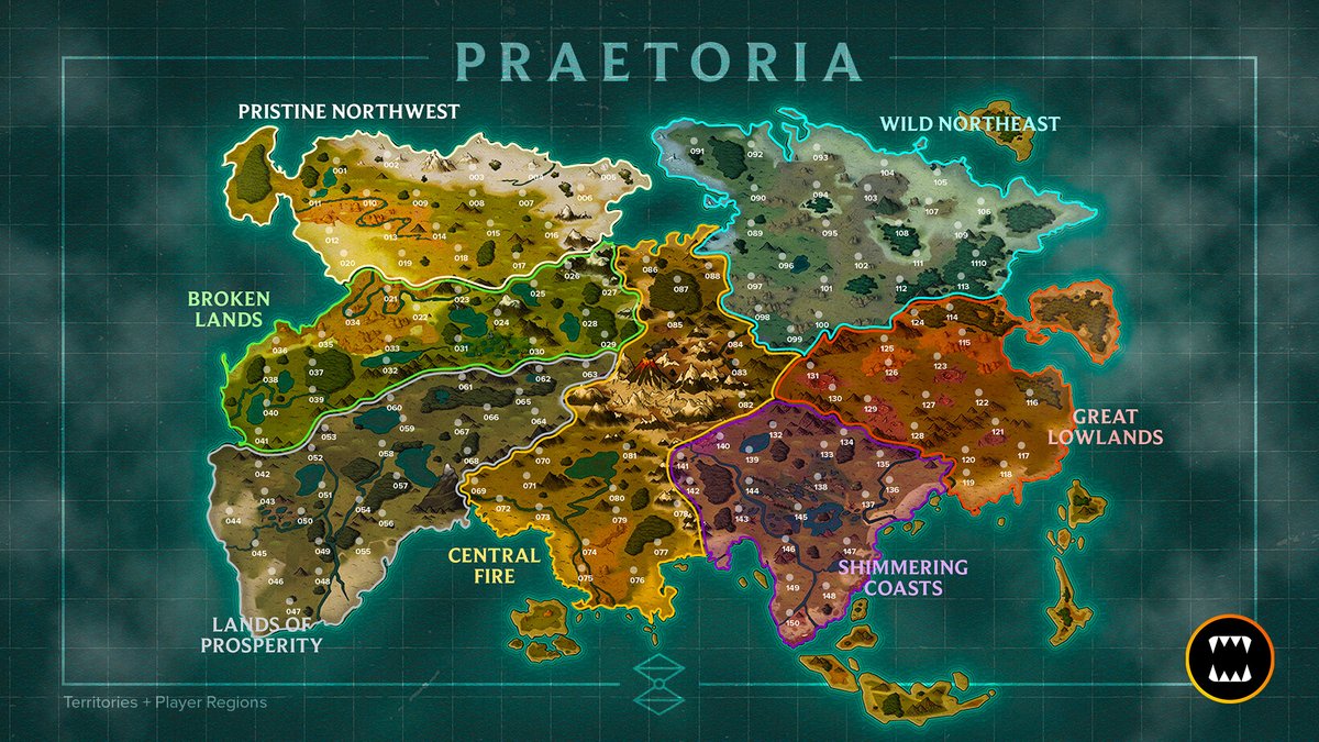 Land map of Praetoria has been released. All 150 regions are marked on the map. We will soon know where our plots are actually located! #Splinterlands