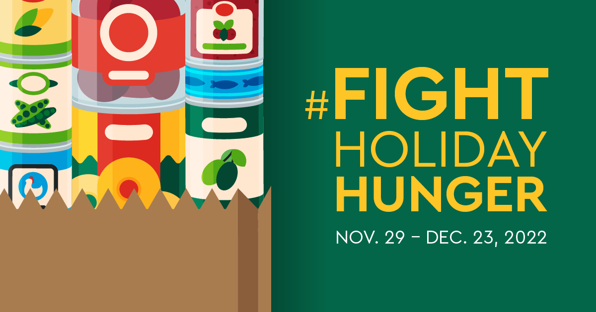 CommerceBank's tweet photo. We want your help to #FightHolidayHunger this holiday season. We’re collecting canned food items at participating branches to restock the shelves at Feeding America food banks throughout our communities. For every item collected, we will donate $1 (up to $10,000) to food banks.