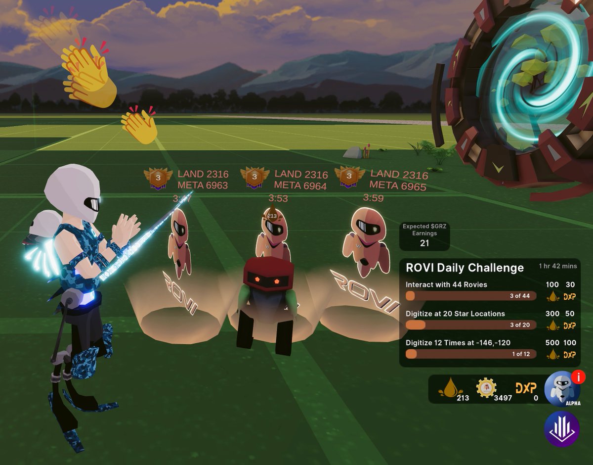 ROVI Hard Challenge updated! Now digitize 12 times at your specified location. Consecutive earning no longer required. 👏🤖 <a href="/RoviAI/">Rovi.AI</a> <a href="/MetaZoneio/">MetaZone.io</a> #P2E #Metaverse
