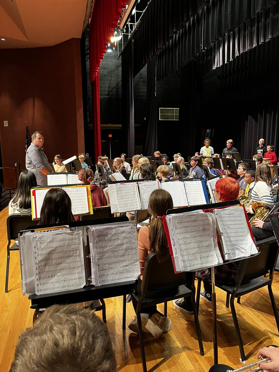 AtleeBand's tweet photo. @ChickahominyMS 7th and 8th grade rehearsal!  Concert is tomorrow at 7:00pm here at @ATLRaiderNation! https://t.co/L0AHVrjuVN