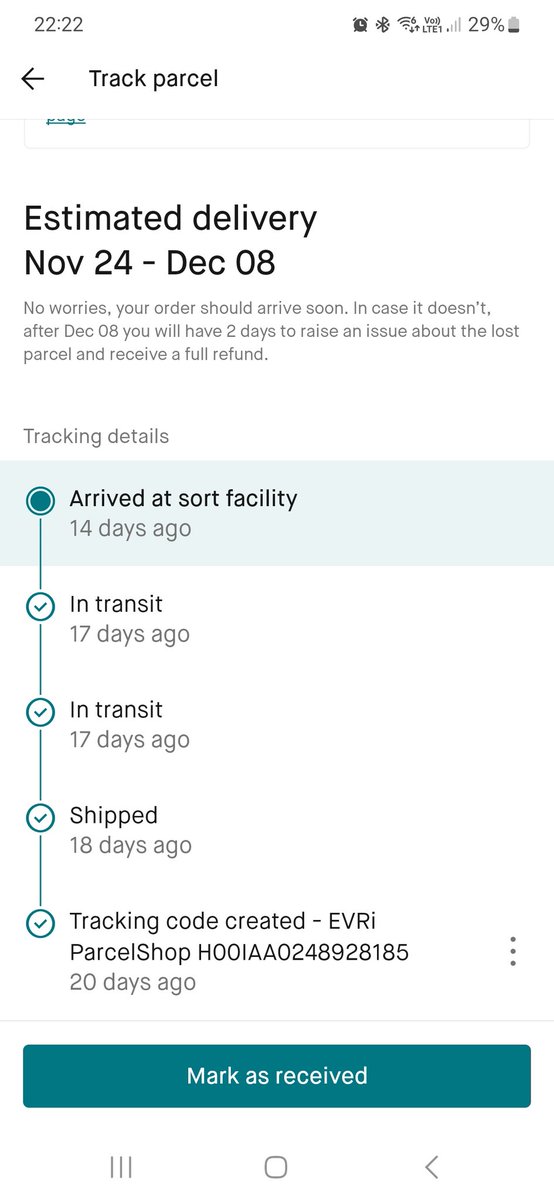 N1ckTur30's tweet photo. @EVRi_Delivery almost a month waiting for this and we have another 3 parcels being sent through this shambles of a company. https://t.co/sLNOIxKtxu