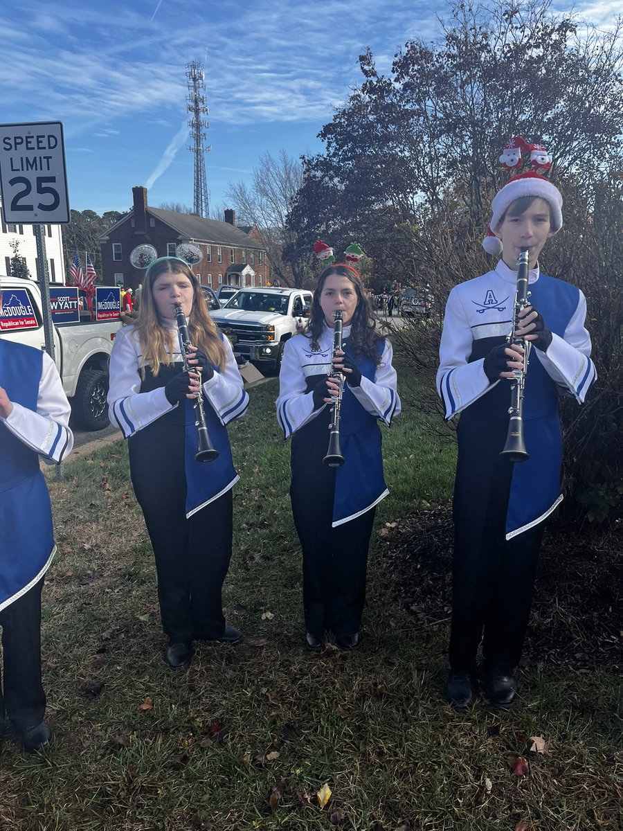 Marching Raiders at the Mechanicsville Christmas Parade!  What a PERFECT day it was for a parade!