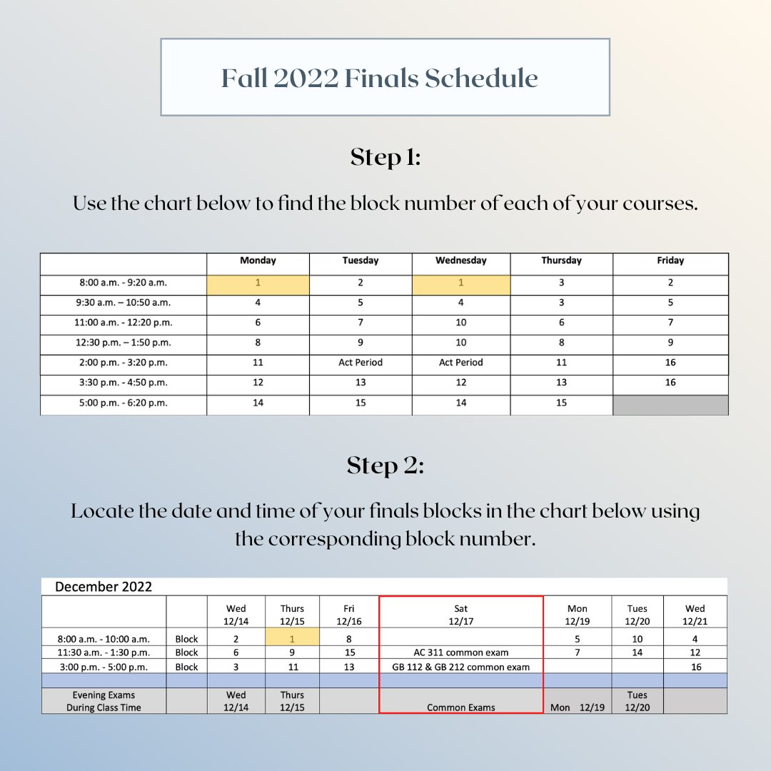 bentleyadvising's tweet photo. CORRECTION to the common finals, please see your professor if you have any questions about when your final is scheduled. https://t.co/PI1bJfSUVB