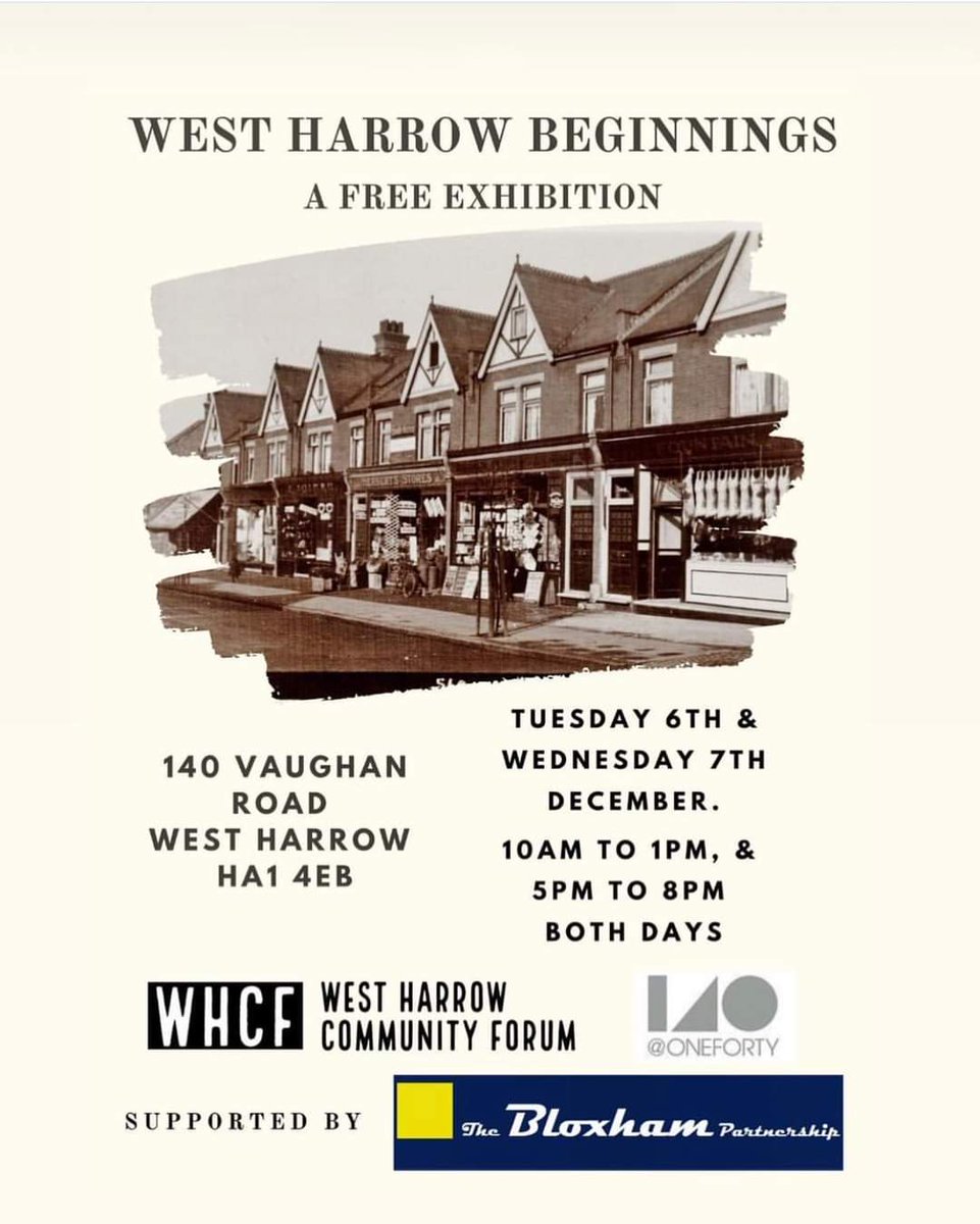 AsifHussain2021's tweet photo. Fantastic exhibition on the history of West Harrow put on by the WH Community Forum at @oneforty_harrow with @GarethThomasMP and others this evening. Learnt loads about the origins of our street names and long lost swimming pools! Check it out if you have time. Runs until Wed 7th https://t.co/MTuMupElZK
