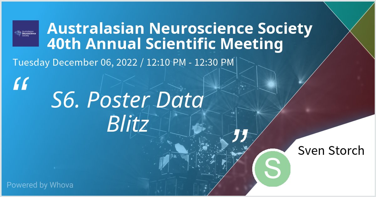 I'm excited to give a DataBlitz talk today. @AusNeuroSoc #ANS2022. Come and join me for the talk or at my poster. 
@ANS_Students