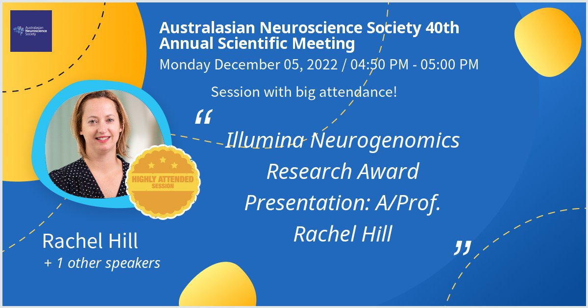 Rachel Hill (@rachneurosci) on Twitter photo So honoured to have received the Illumina Neurogenomics Research Award Thanks for the great turnout! <a href="/AusNeuroSoc/">Australasian Neuroscience Society (ANS)</a> #ANS2022 - via #Whova event app So honoured to have received the Illumina Neurogenomics Research Award Thanks for the great turnout! <a href="/AusNeuroSoc/">Australasian Neuroscience Society (ANS)</a> #ANS2022 - via #Whova event app