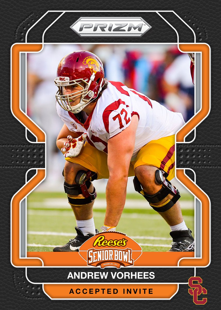 Reese's Senior Bowl (@seniorbowl) on Twitter photo ✌️Officially Accepted! OL Andrew Vorhees <a href="/Andrew_Vorhees/">Andrew Vorhees</a> from <a href="/uscfb/">USC Football ✌️</a> is headed to the 2023 Senior Bowl #FightOn #TheDraftStartsInMOBILE™️
@JimNagy_SB <a href="/PaniniAmerica/">Panini America</a> #RatedRookie ✌️Officially Accepted! OL Andrew Vorhees <a href="/Andrew_Vorhees/">Andrew Vorhees</a> from <a href="/uscfb/">USC Football ✌️</a> is headed to the 2023 Senior Bowl #FightOn #TheDraftStartsInMOBILE™️
@JimNagy_SB <a href="/PaniniAmerica/">Panini America</a> #RatedRookie