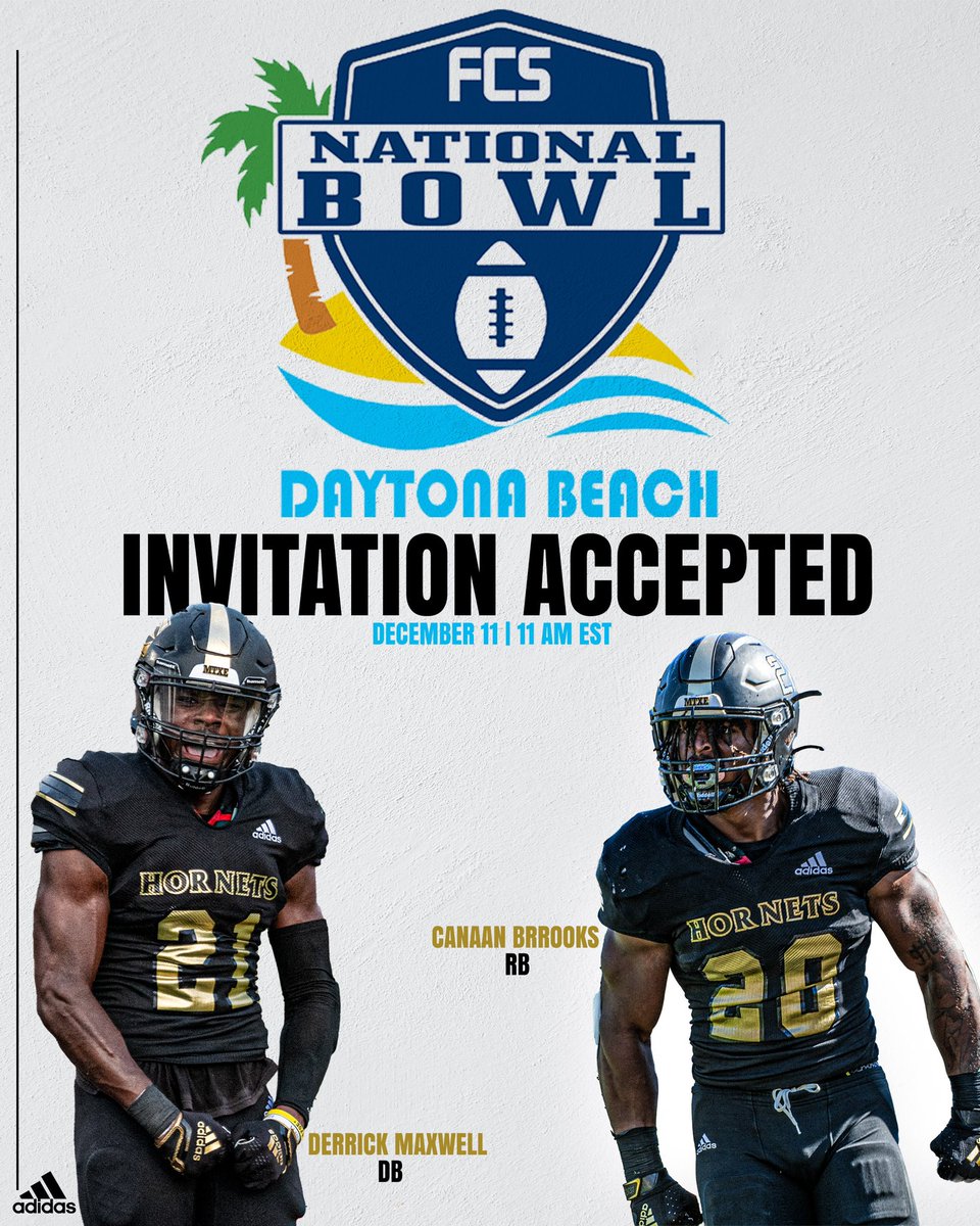 esuhornetsfb's tweet photo. Congratulations to our guys @DerrickMax25 &amp; @__therealcb accepting their invitation to play in the 8th Annual @FCSBOWL in front of 30 + Confirmed Pro Scouts from the NFL,CFL, XFL &amp; etc. 

#StingersUp🐝 https://t.co/EYIKosbQPJ
