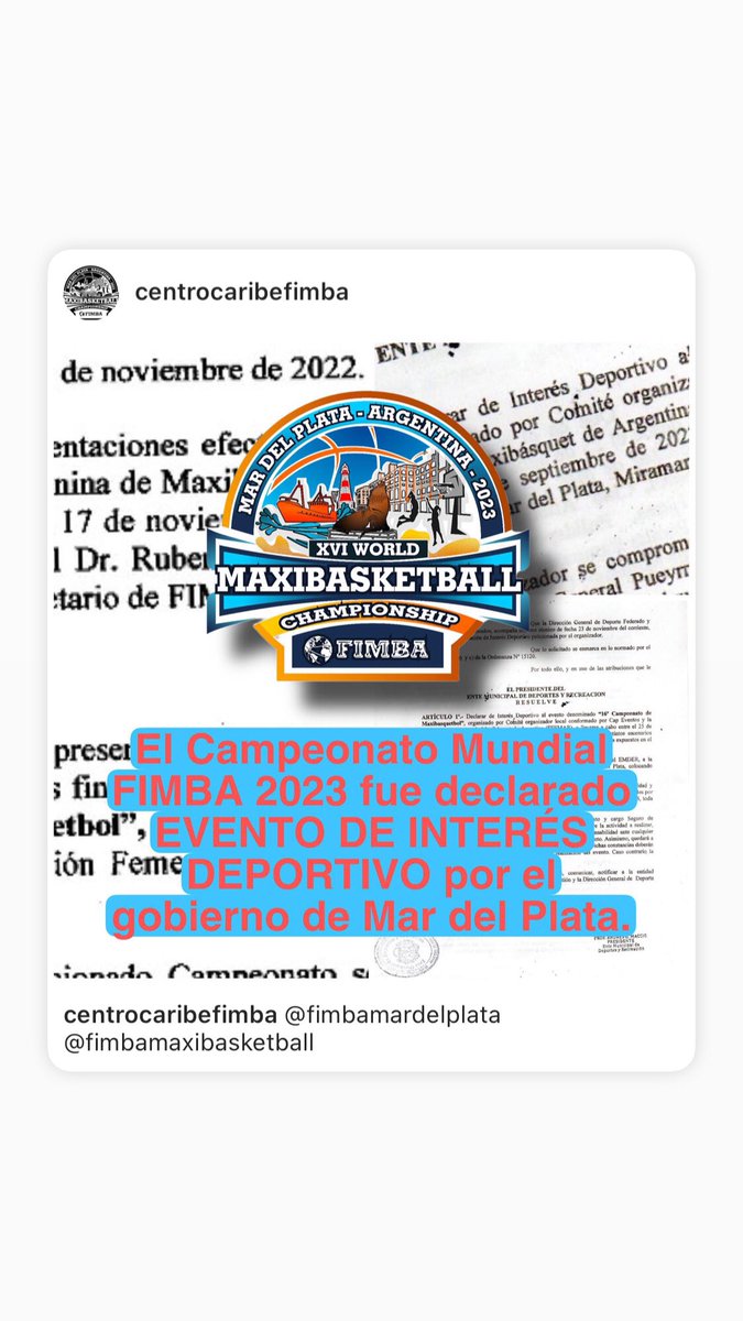 fimba_es's tweet photo. Campeonato Mundial FIMBA declarado de Interés Deportivo. https://t.co/36SFH2KcAx