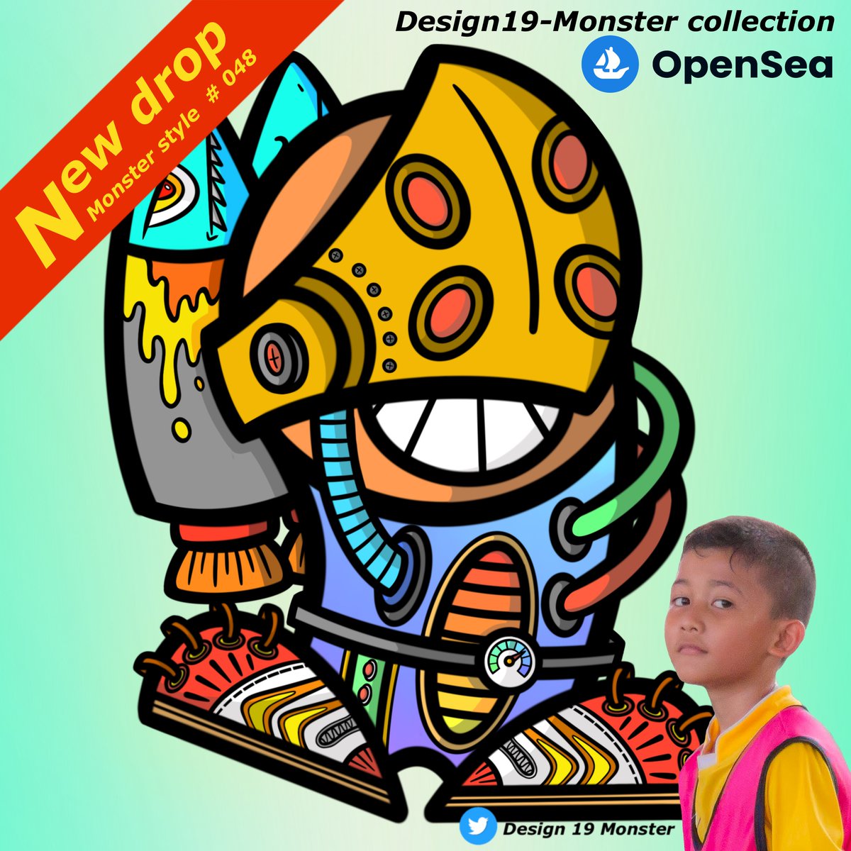 Hello, my name is Design And this is my new 48th monster. Comes in a spacesuit with a rocket on the back, let's go to space.😇

🧿Collection" Design19-Monster Collection "
⚡️Monster style # 048
🪐Price : 0.018 Eth

opensea.io/collection/des…

#NFTKids #NFTs #NFTCommmunity #NFTJAPAN