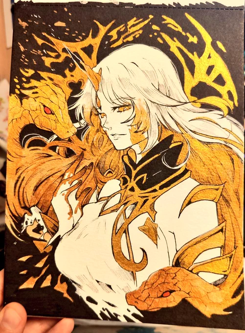 Tomorrow I finish art of Gullveig , tomorrow i made my ink art with gold too#FEヒーローズ  #FEHeroes #FireEmblem  #FEH #Gullveig 