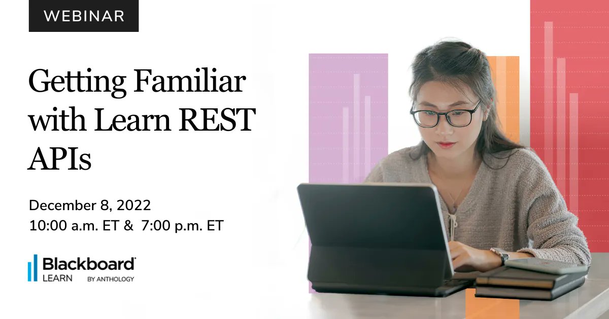 Blackboard's tweet photo. Blackboard Learn partners and developers, get your integration ready to move to REST APIs. In this session, we’ll walk through the process of writing an application to manage course enrollments, demonstrating use of the APIs using Python. Register now: https://t.co/sOYlwOIEBa https://t.co/yk4mzmbeqZ