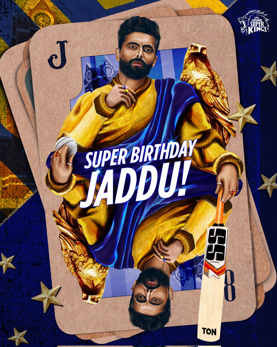 ChennaiIPL's tweet image. The Master of his game and a Rockstar of our hearts 💛 Super Birthday, Jaddu! 🥳⚔️

#SuperBirthday #WhistlePodu #Yellove 🦁💛 @imjadeja