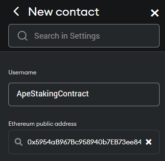 Will write an apecoin staking thread when I'm feeling better.

One of the simple things you can do to protect yourself is to add the staking contract address to your contact book

Profile -&gt; Settings -&gt; Contacts -&gt; Create

Address: 0x5954aB967Bc958940b7EB73ee84797Dc8a2AFbb9