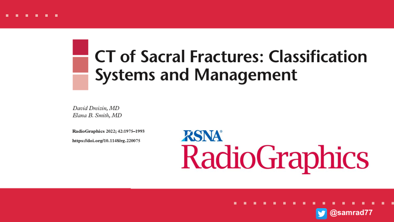 samrad77's tweet photo. How much do you know about different sacral fracture patterns, classification systems, and their influence on patient management? 

In @RadioGraphics, Dreizin et al. of discuss this important topic. 

Link: https://t.co/arLSWBdeGS
#RGphx @cookyscan @RSNA https://t.co/VdpfFSGKjG