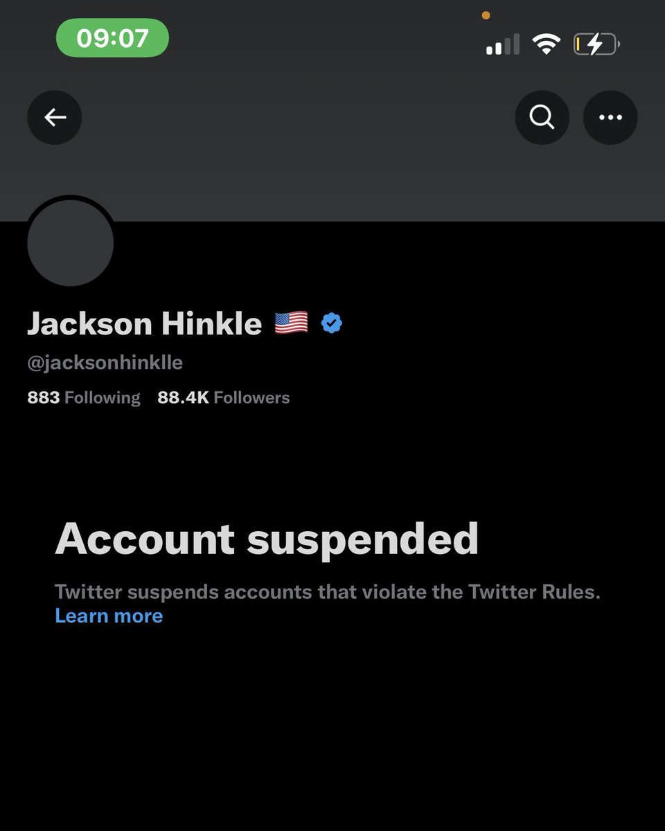 .<a href="/elonmusk/">Elon Musk</a>, twitter was supposed to be a "free speech" platform, and yet jackson hinkle was unjustly banned.

you need to reverse this decision now. #FreeJackson