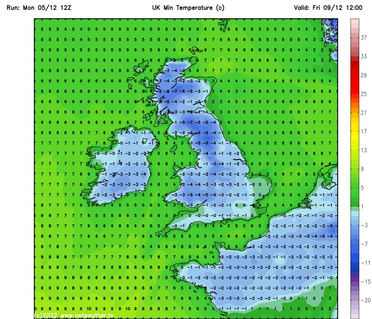 martinastro2005's tweet image. Cold spell this week, deep plunge from wed onwards for rest of week, day time lows of -1C or -2C in places, severe frosts at night. Some high ground snow showers too, but well scattered, Nly flow, big shock to the system when this happens #coldspell