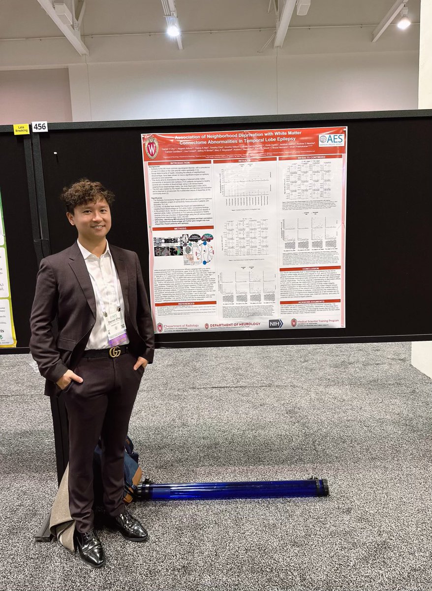 UWMSTP's tweet photo. Congrats to G3 @ChuMDPhD for presenting 3 posters at #AES2022 and receiving an AES Predoctoral Fellowship award! @AmEpilepsySoc @LizFeltonMD @UWMSTP @UWiscNeuroRad @UWiscRadiology https://t.co/ZamtB4YgJB