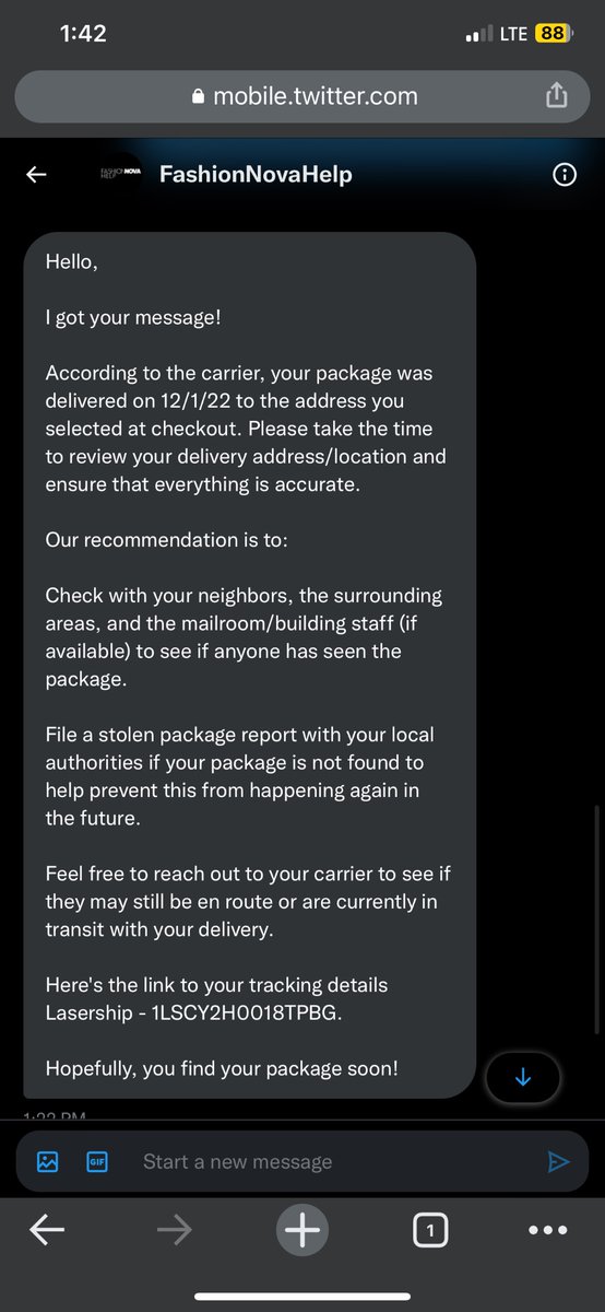 Ashersmommy5720's tweet photo. #fashionnova has chosen to not rectify this problem they are choosing to continue on with #lasership even seeing tons of complaints from so many consumers. I’m a very honest person I have shopped with @FashionNovaHelp @FashionNova for years and have never been through this. https://t.co/0ebeb6acwm