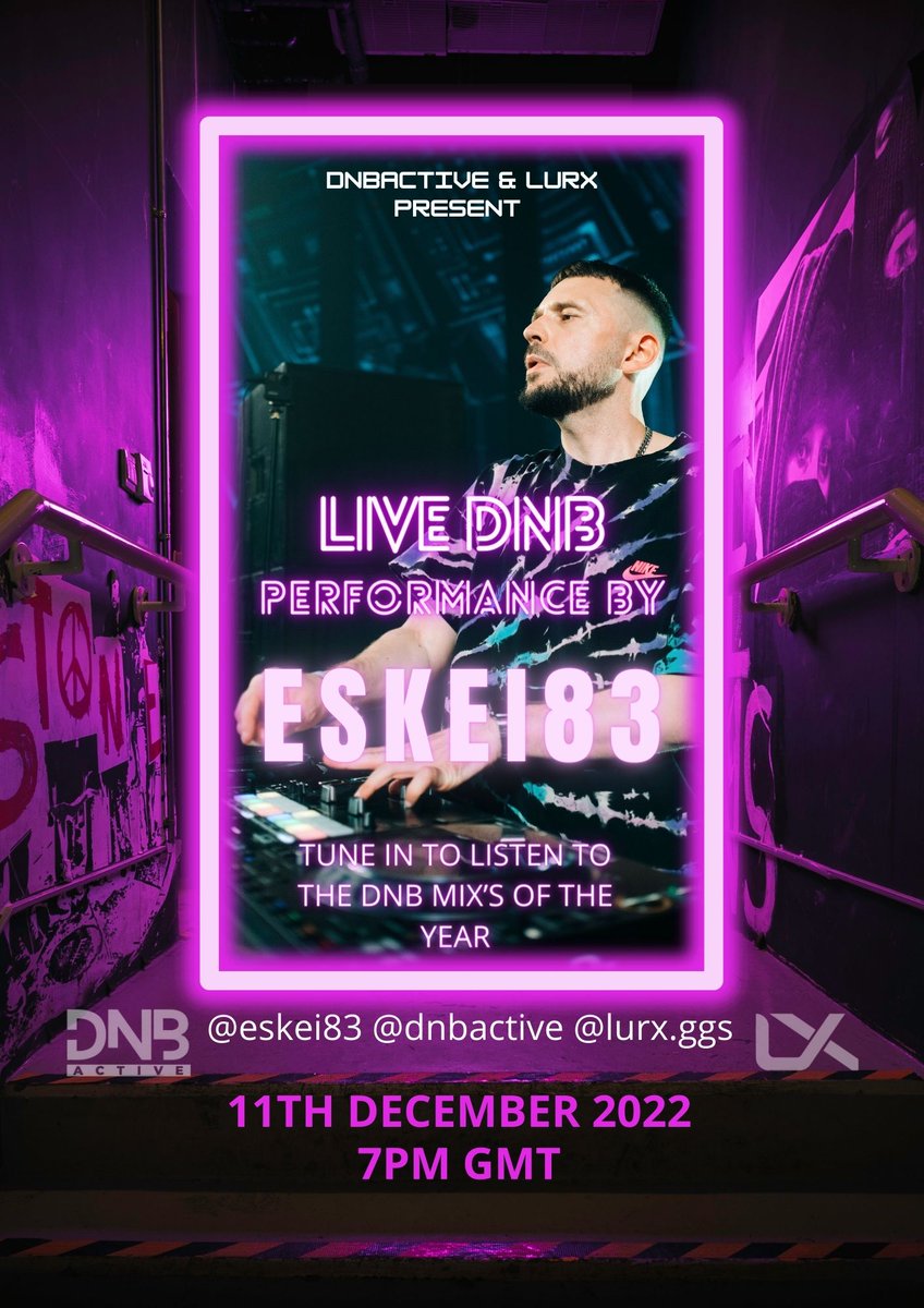 Drum And Bass Live Session With @dnbactive + @ESKEI83 Over On Instagram Tune In To Listen To The Dnb Mix's Of The Year ! 
#dnb #drumandbass #rave #party #dnbdj #drumandbassfamily #gaming #esports #music #festival #Fortnite #FIFAWorldCup #ENGSEN