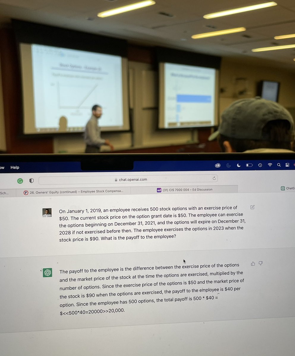 spencermateega's tweet photo. Used chatGPT to answer my accounting in-class quiz questions today. And it worked. Good bye accountants 👋🏾 https://t.co/3d9vQci7Uy