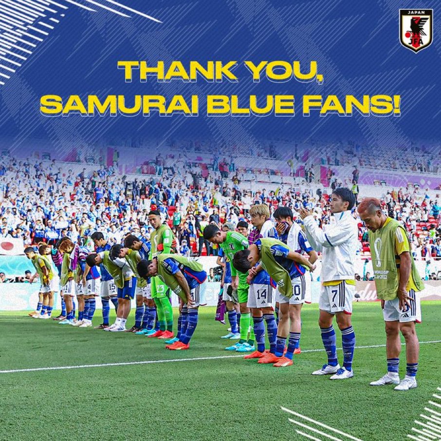 JLeagueArab's tweet photo. الحساب الرسمي للمنتخب :

شكرا لكم مشجعين الساموراي الازرق 

#FIFAWorldCup 
#JPN 
#اليابان_كرواتيا https://t.co/ziEnJAl7c6