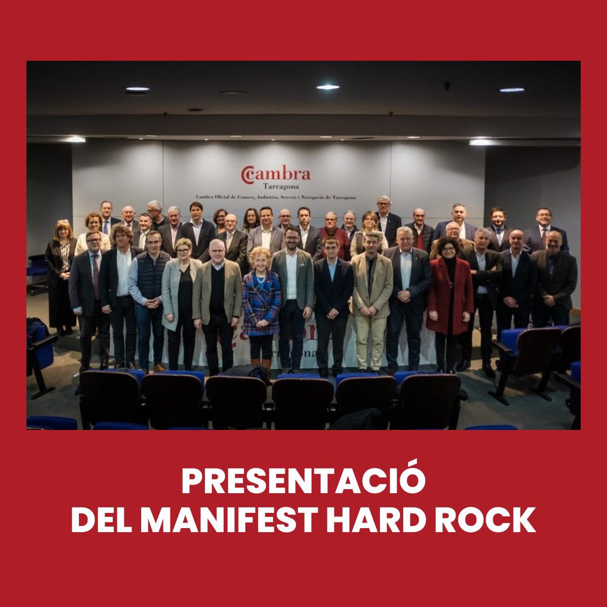 Aquesta foto és d'un acte que s'ha fet avui amb més de 40 representants del sector econòmic, polític i social del Camp de Tarragona i Terres de l'Ebre en la presentació del manifest #HardRock, en defensa del projecte✅