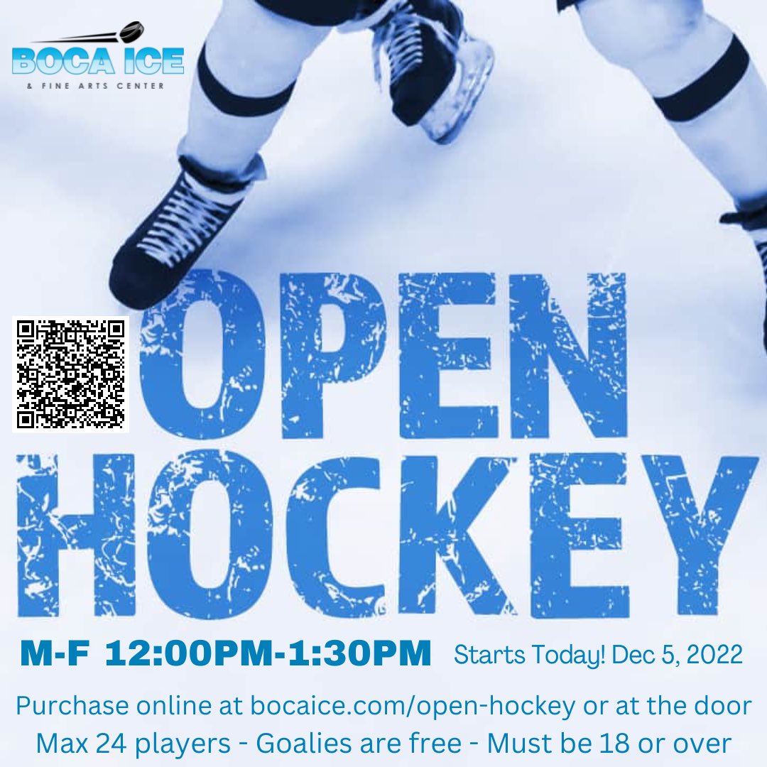 ice_boca's tweet photo. Open hockey / stick &amp; puck starts today! M-F: 12:00PM-1:30PM and only $20! Sign up online at: https://t.co/qMIwGHAqdI or at the door 🏒 https://t.co/2xhLkO05tm