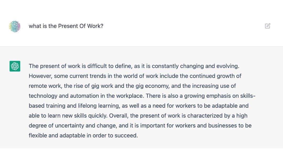 weareseeders_'s tweet photo. ¿Todavía no sabés que es el #PresentOfWork? Preguntale a OpenAI 👇 https://t.co/VjGgP00Pha
