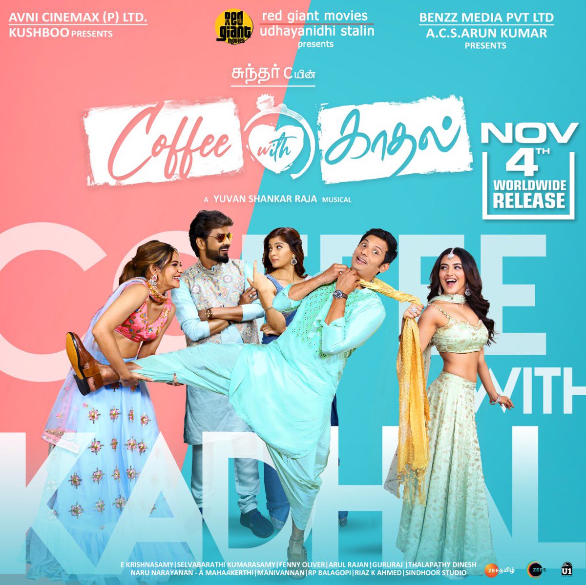 On December 9, @ZEE5India and @ZEE5Tamil will debut #CoffeeWithKadhal! In Kannada, Tamil, Telugu, Malayalam