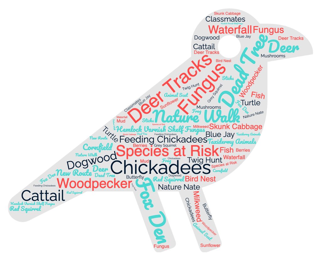 Word cloud created by <a href="/pkwwrdsb/">Parkway P.S.</a> grade 6 students after a their experience at Blair <a href="/outdoor_ed/">Outdoor Ed</a> Centre today! #biodiversity