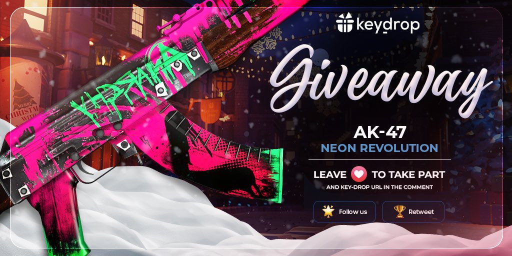 Giveaway on AK-47 | Neon Revolution 🎁

👊 Just leave ❤️ under the post! 
🌟 Follow us!
🏆 Retweet!
 
⏰ Wait 24 hours!

#freeskins #csgoskinsgiveaway #csgoskinsfree #giveaway #airdrop #csgocases #csgocase #csgoesport #skins #csgoskins #keydrop #keydropcom #csgo