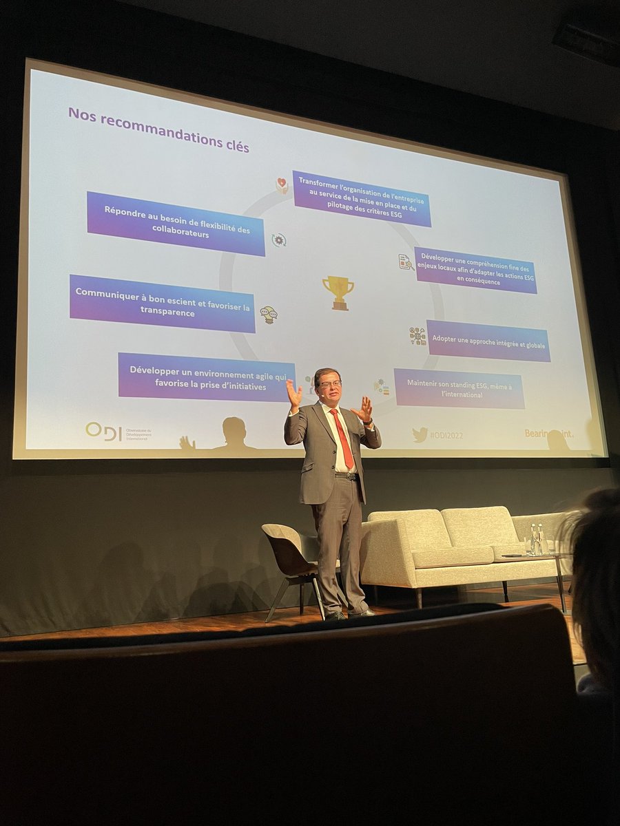#13 Observatoire du Dév International #BearingPoint_FR : intégration de l’#ESG dans le dév des entreprises à l’international. 
Le risque climatique moins redouté que le risque sécuritaire, monétaire ou politique mais l’ESG majoritairement considéré comme une plus value 
#ODI22